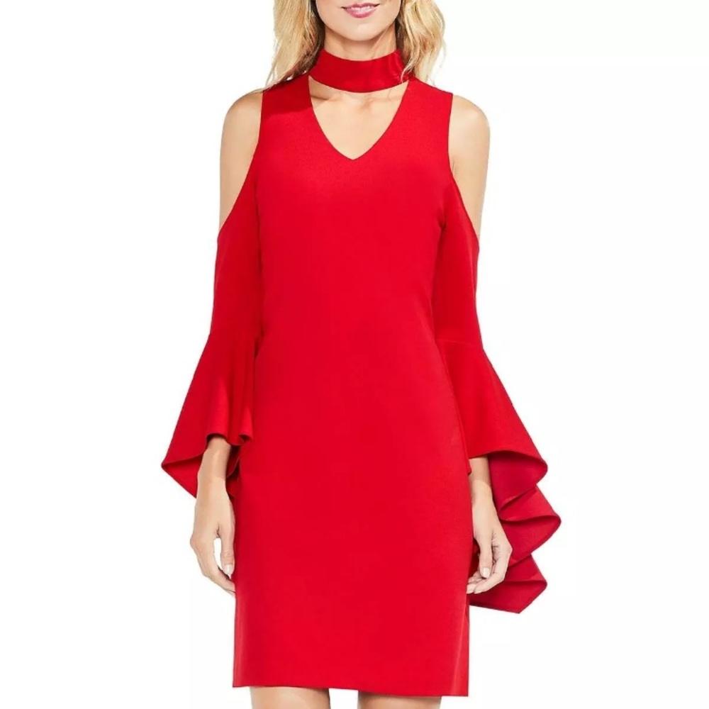 NWT Vince Camuto Cold Shoulder Choker Collar Dress